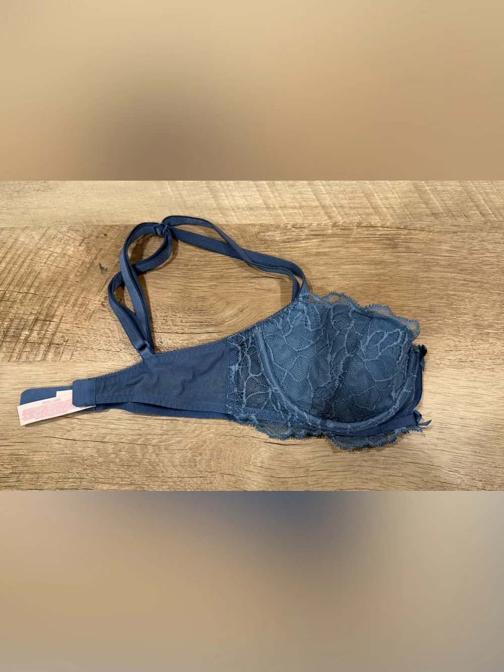 Victoria’s Secret Unlined Lace Balconette Bra-Women Intimates 32C-Teal Blue